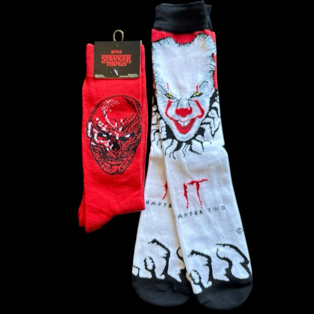 Horror Socks Set (2 Pairs): Pennywise IT Chapter 2 + Stranger Things | Unisex - Picture 7 of 8